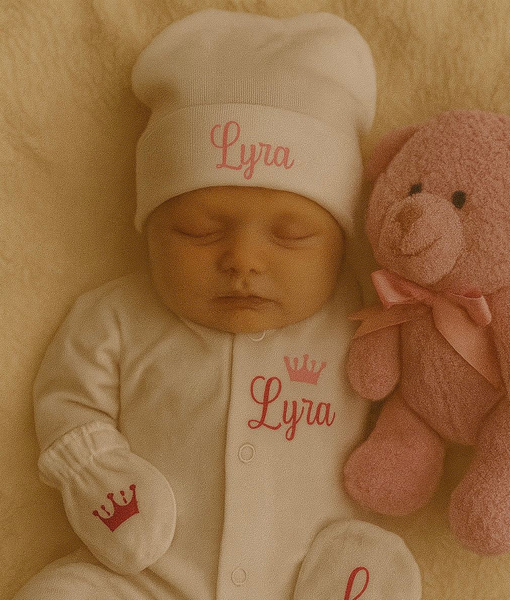 Tenue naissance VELOURS | Couronne Fille