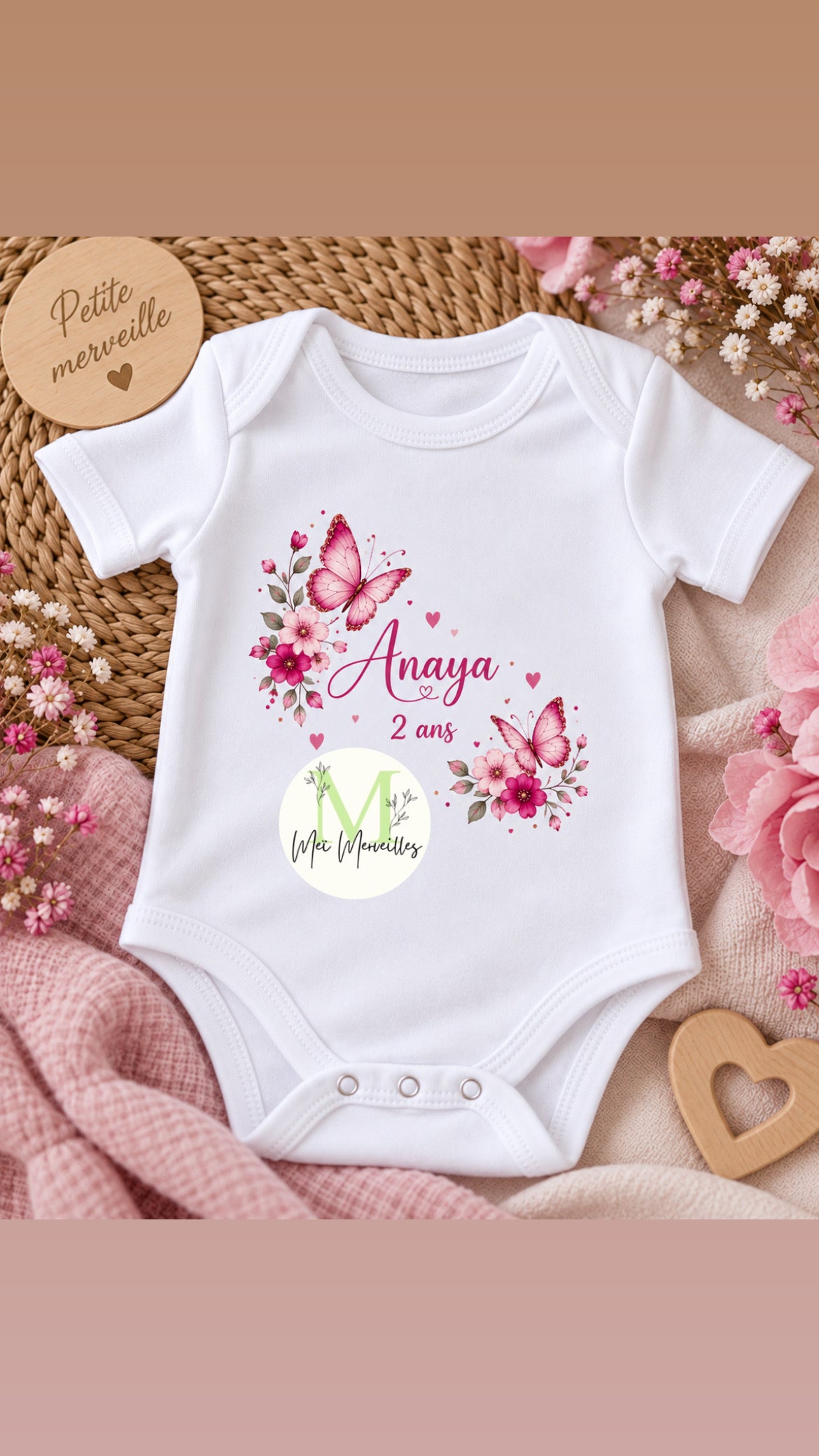 Body anniversaire | Papillon fleuri (Copie)