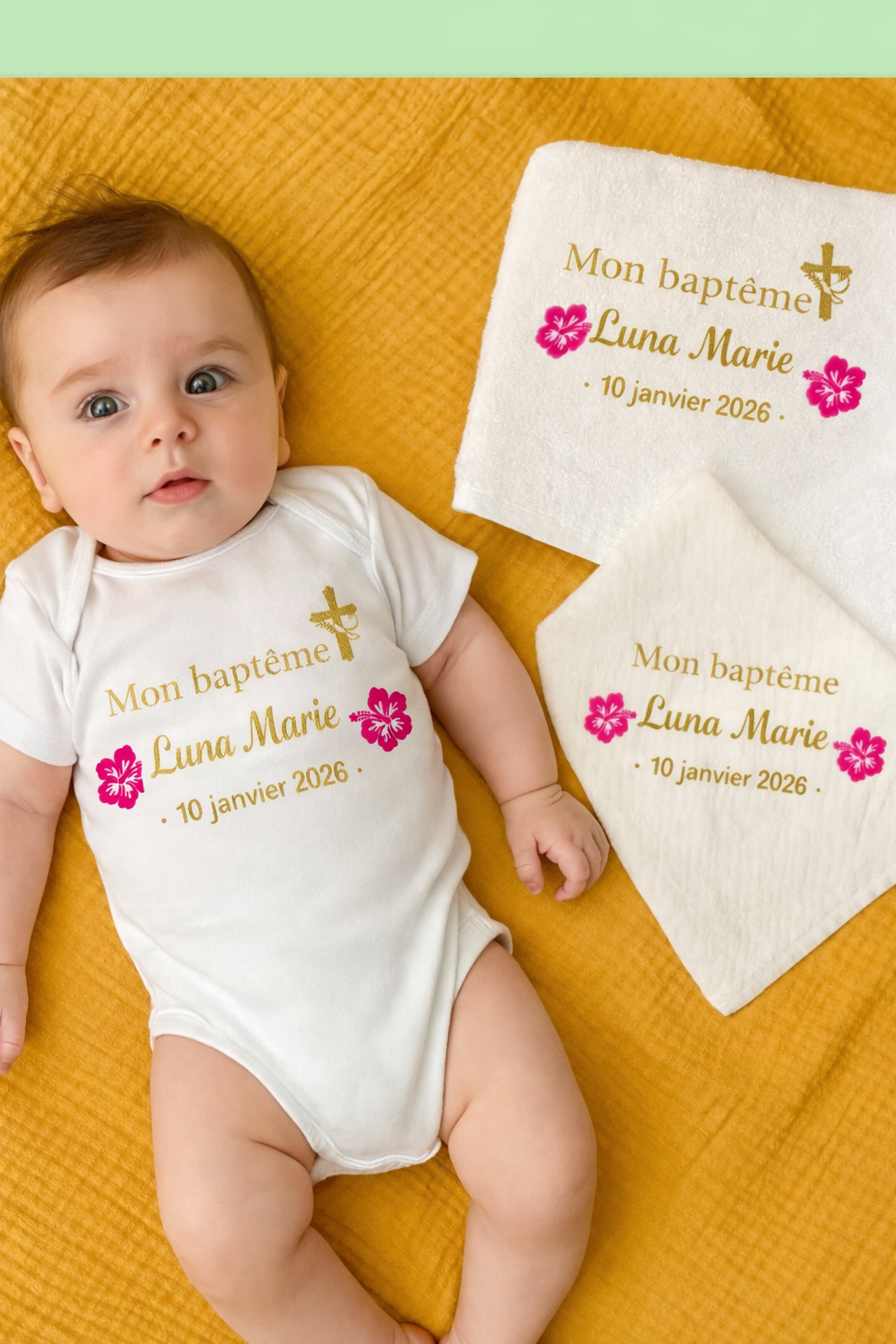 Complet baptême | Thème hibiscus