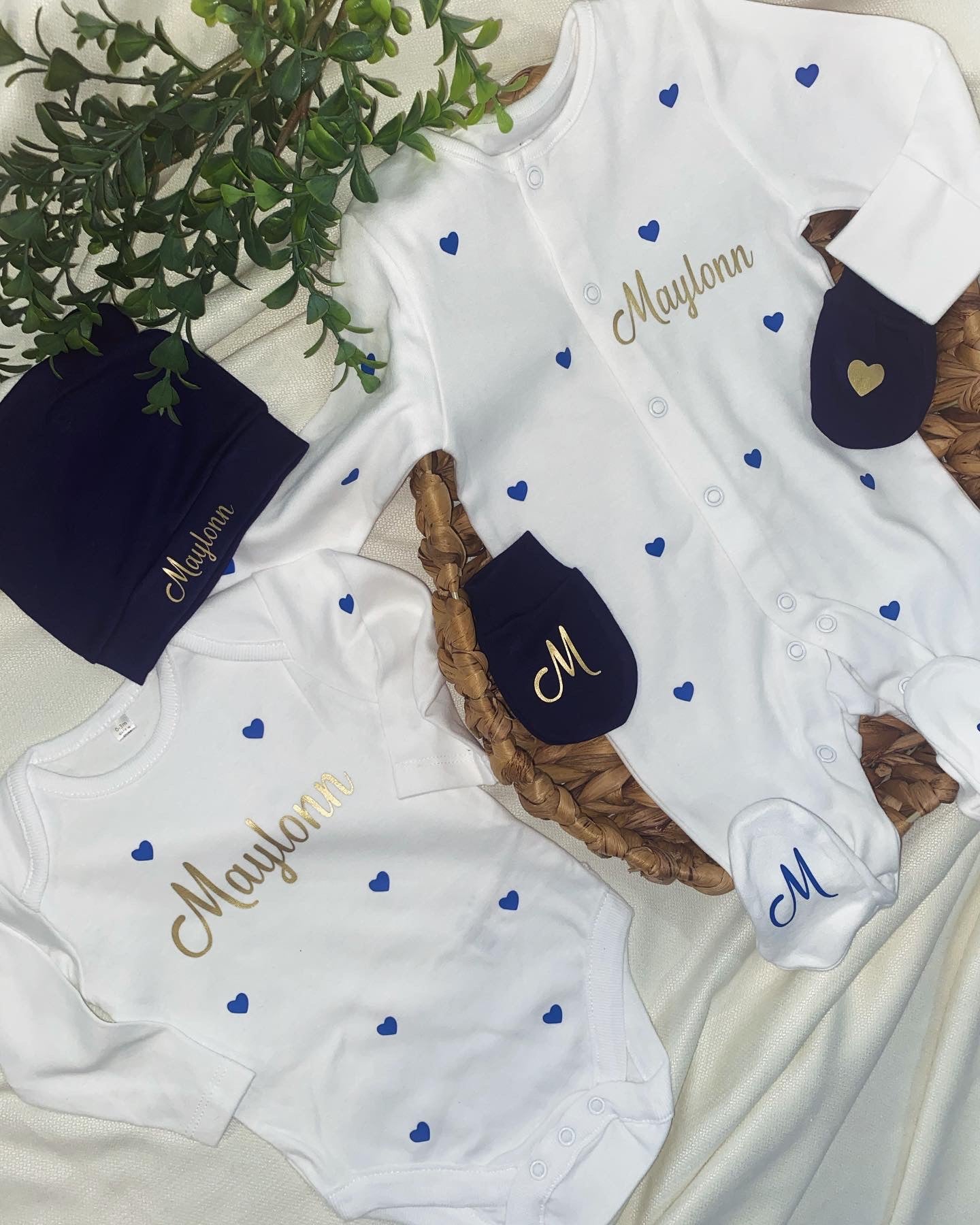 Tenue de naissance | Cœur | Écriture doré (2)