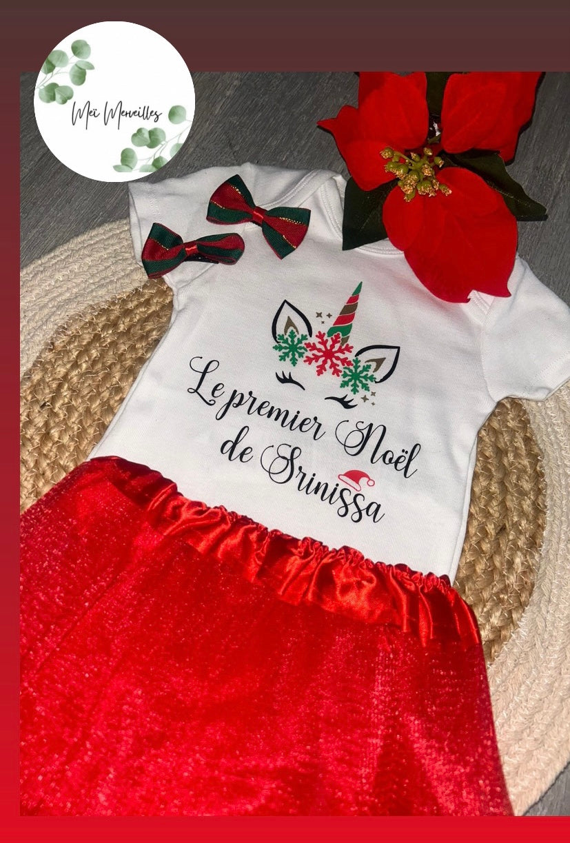 Body de Noël | Licorne Fleuri