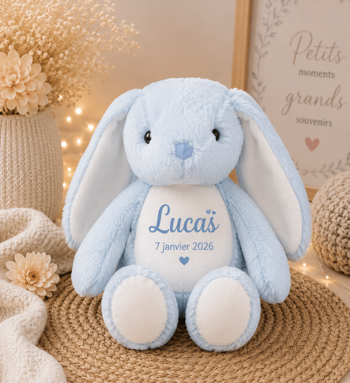 Précommande pour Mi-Août _ Doudou lapin bleu
