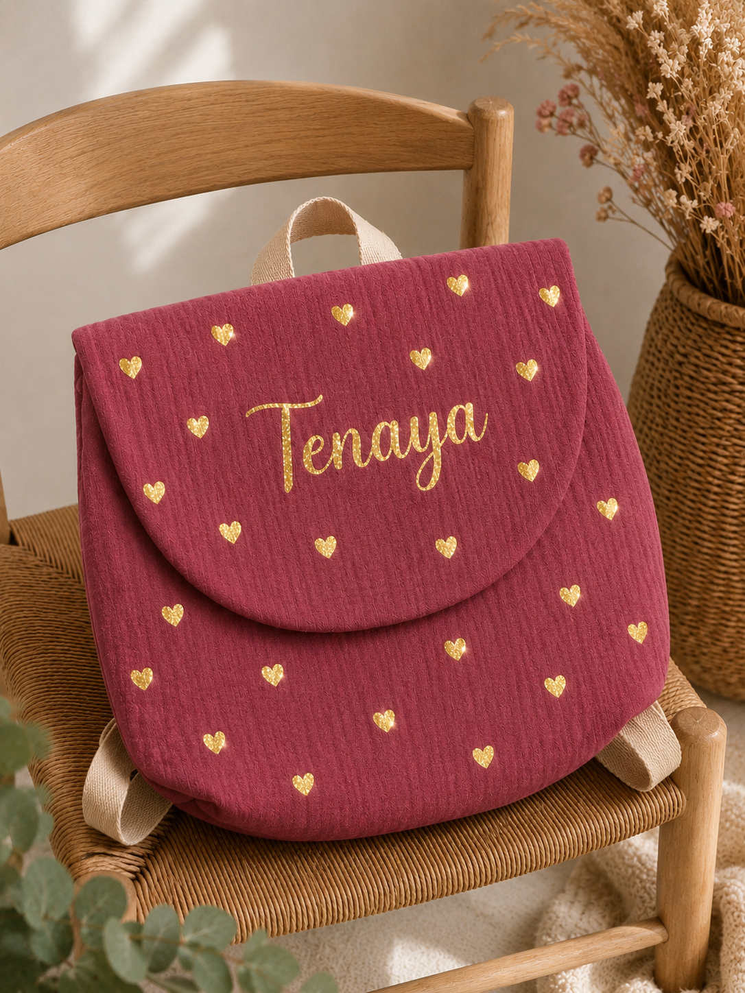 Sac à dos | Plein de cœurs Framboise