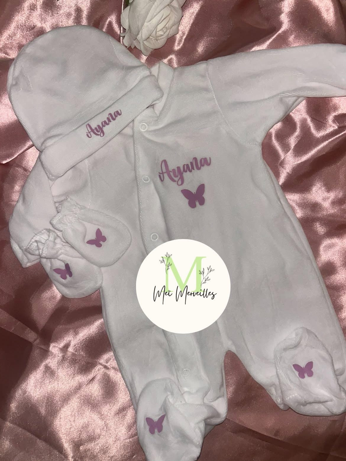 Tenue naissance VELOURS | Papillon