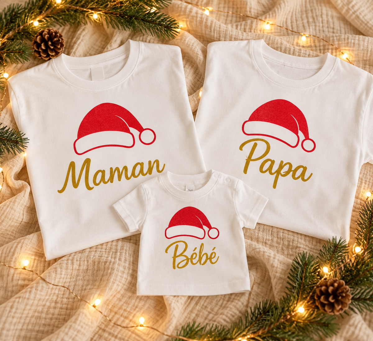 Tee shirt famille |Chapeau Noël