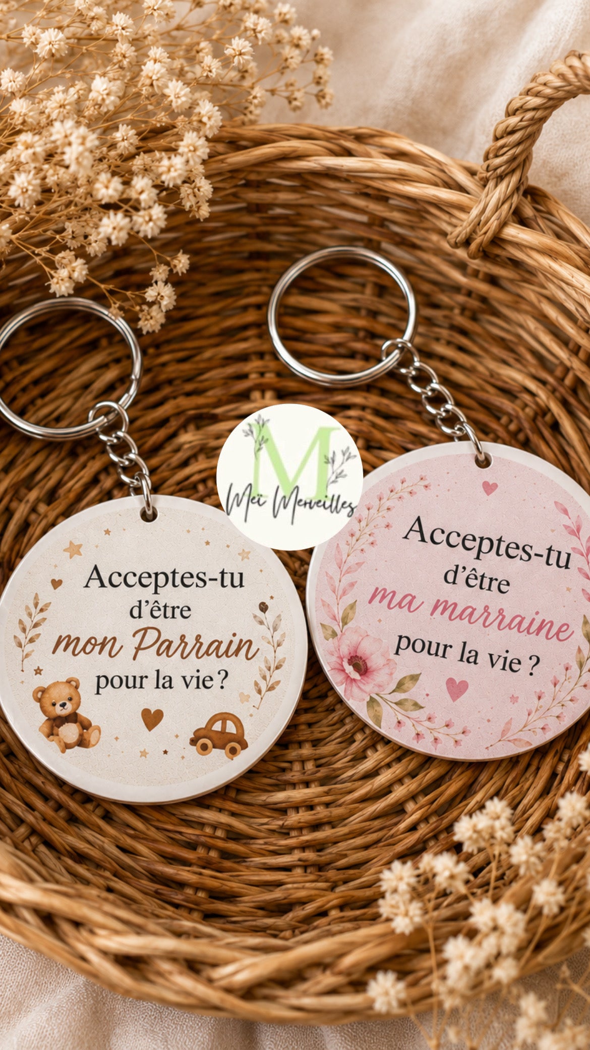 Dispo de suite Porte clef | Parrain/Marraine