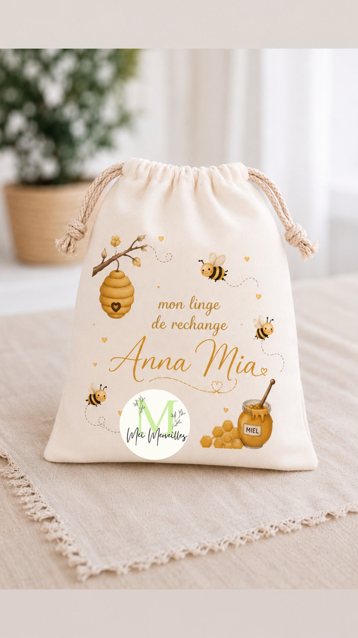 Pochon vêtement | Miel 🍯 & abeille 🐝