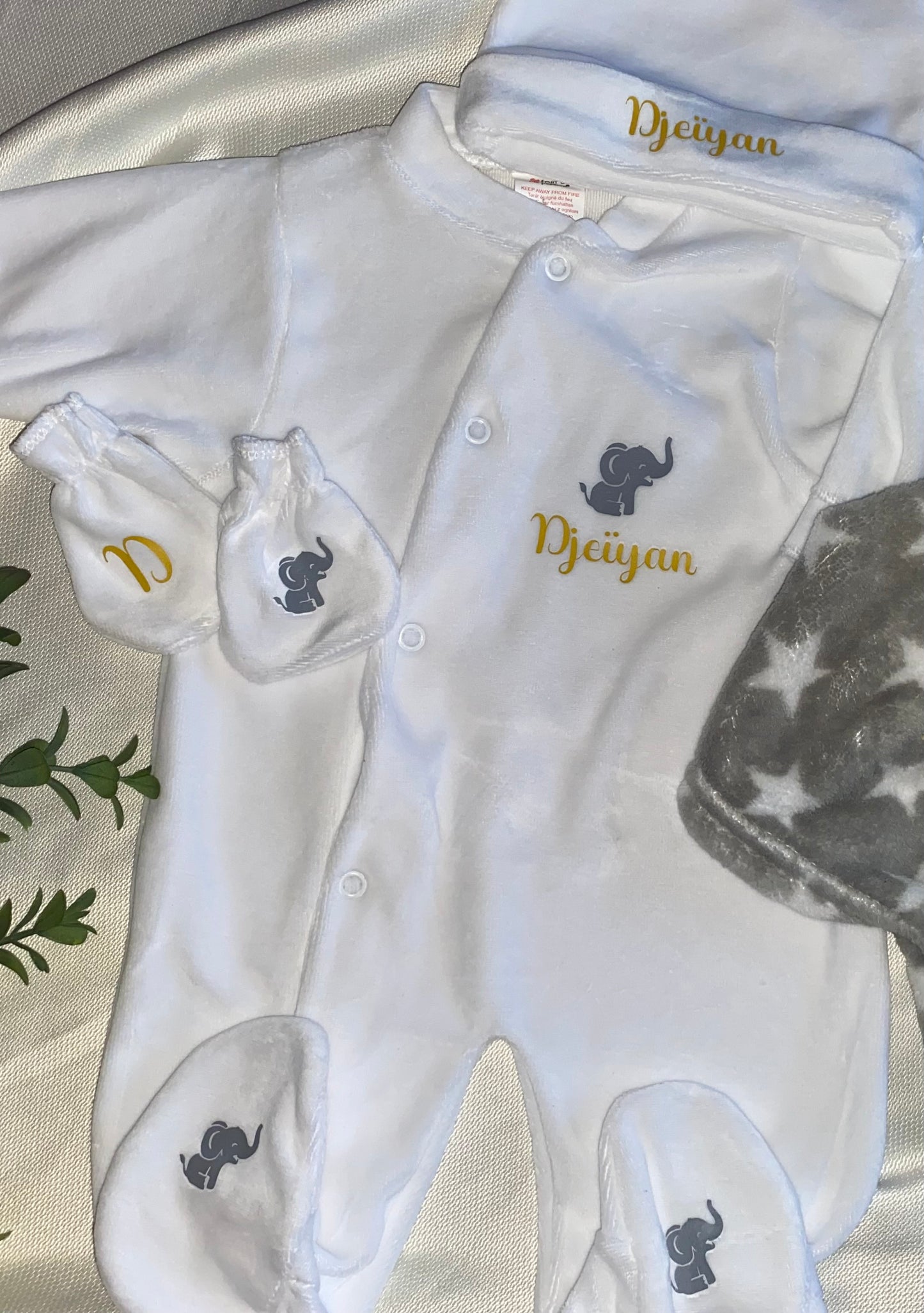 Tenue naissance VELOURS | Elephant