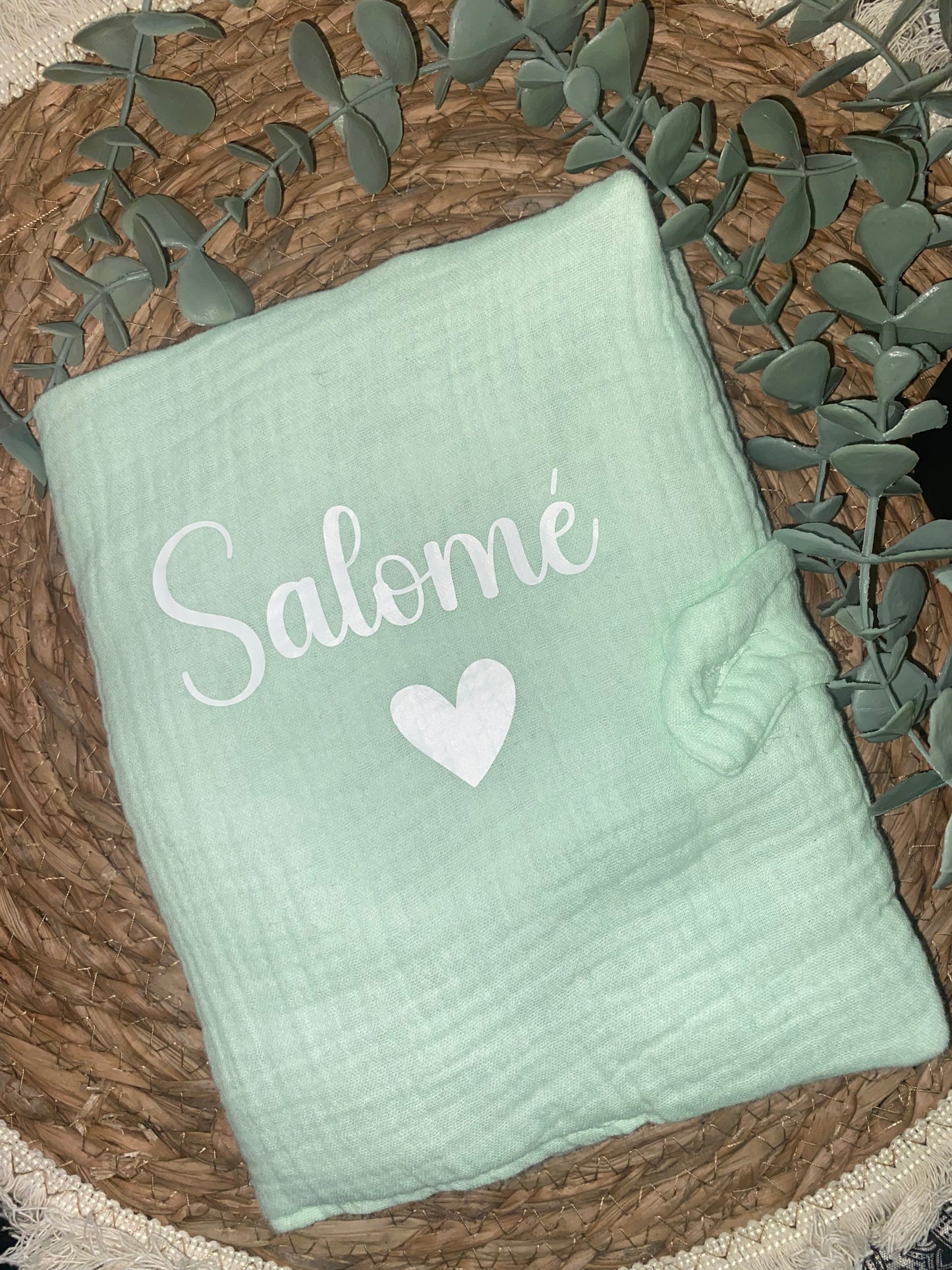Protège carnet de santé | Vert d’eau à personnaliser
