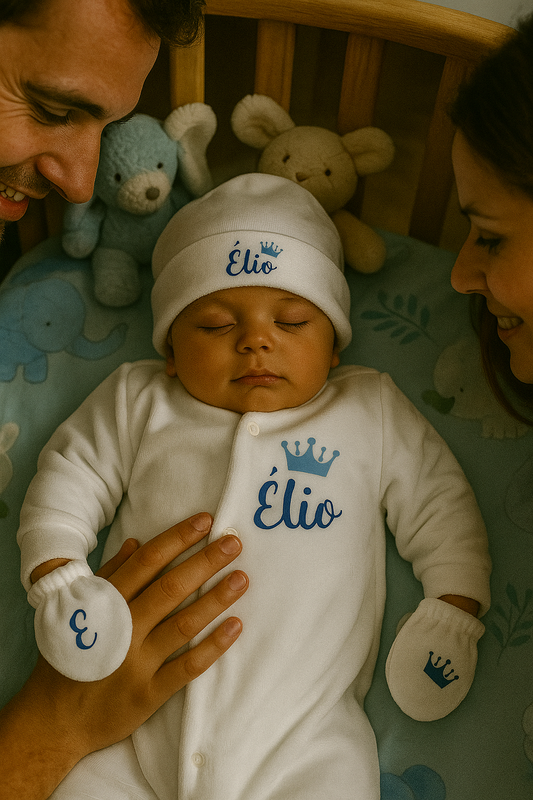 Tenue naissance VELOUR | Couronne