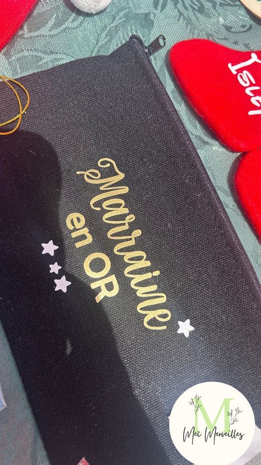 Dispo de suite | Pochette marraine en or