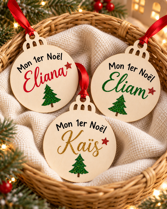 Boule plat en bois | 1er Noël 🎅 (2)