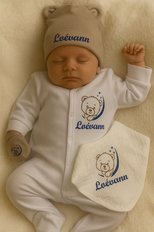 Tenue de naissance | Petit ours sur lune