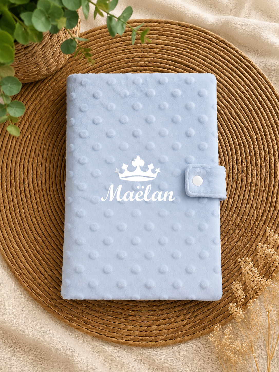 Carnet santé | Bleu Claire  Minky à personnaliser