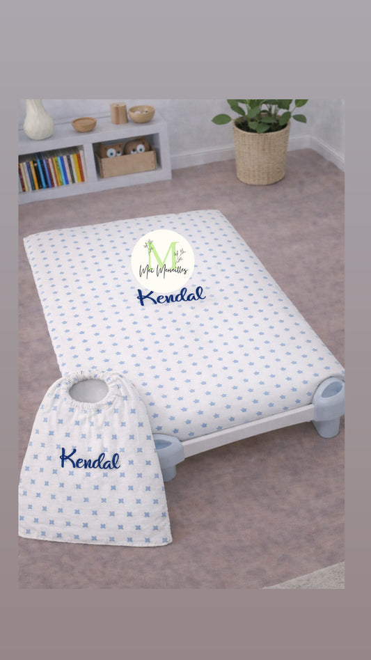 Drap picot + bavoir cantine | Étoiles ⭐️