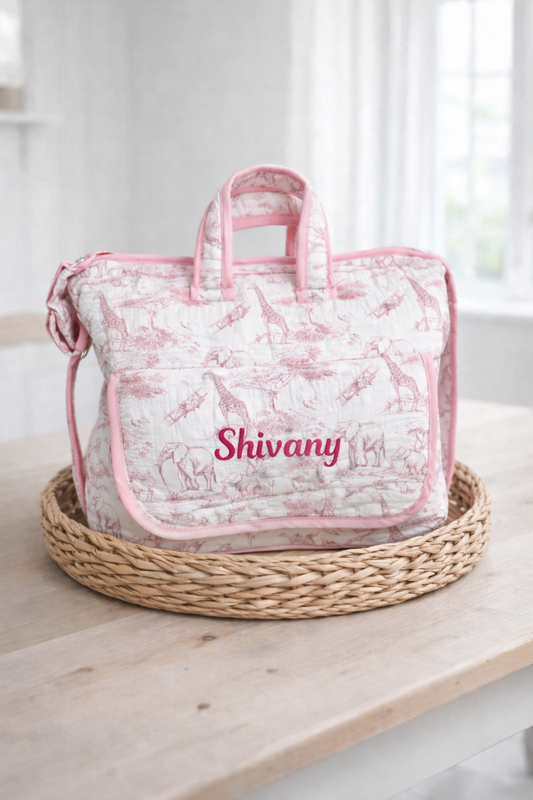 Précommande pour Avril | Sac à langer rose • Safari