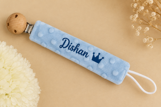 Attache sucette | Minky bleu claire