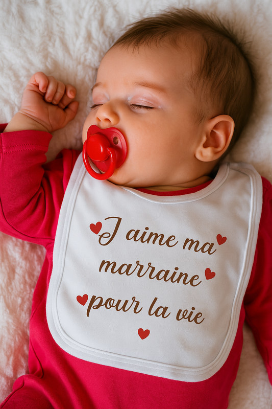 Bavoir j’aime marraine