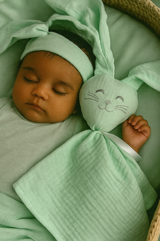 Doudou Gaze de Coton | Lapin Vert d’eau