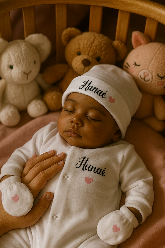 Tenue naissance VELOURS | Coeurs (2)