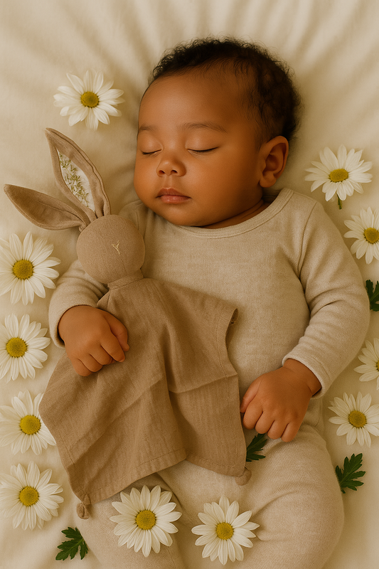 Doudou Lapin Beige Fleuri