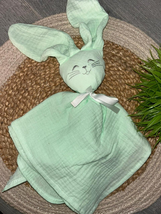 Doudou Gaze de Coton | Lapin Vert d’eau