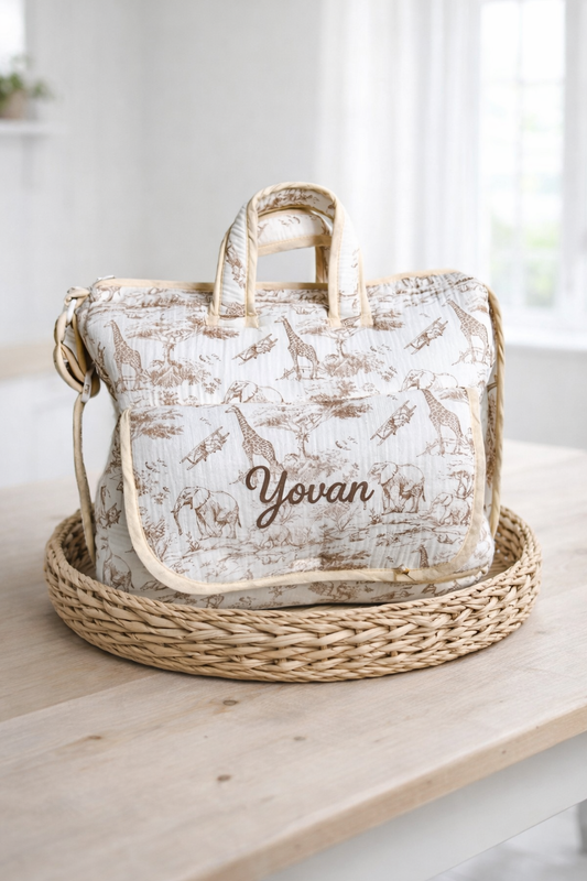 Précommande pour Avril | Sac à langer beige • Safari