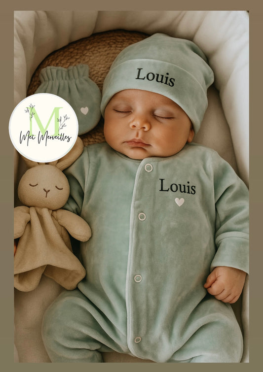 VELOUR vert sauge  | Coeur