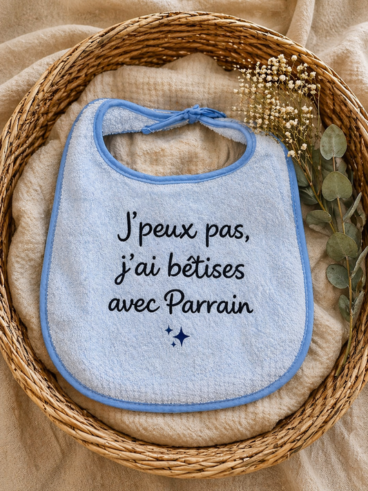 Dispo de suite | Bavoir bêtises parrain