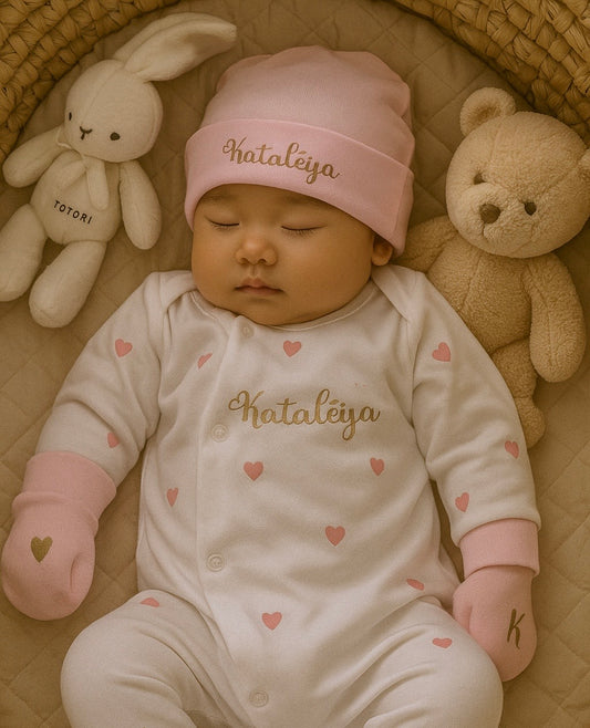 Tenue de naissance | Cœur | Écriture doré (4)