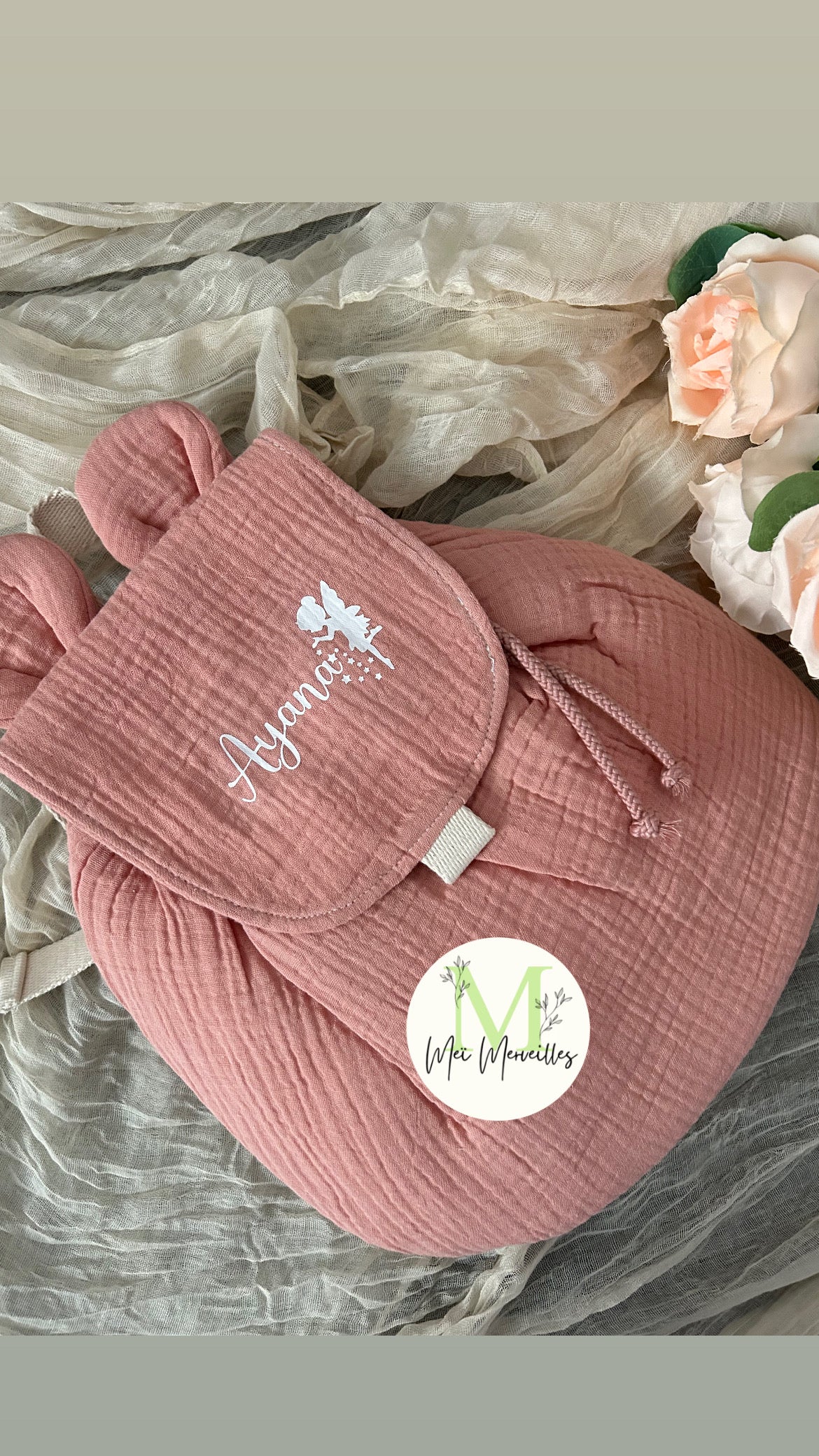 Précommande pour FIN JUIN _ Sac gaze Vieux Rose