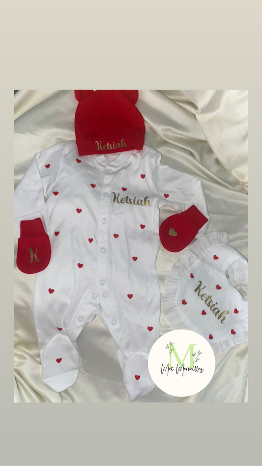 Tenue de naissance | Cœur | Écriture doré