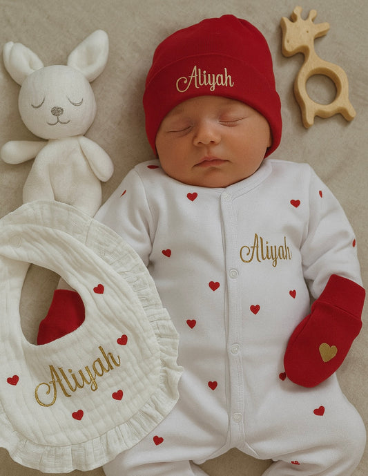 Tenue de naissance | Cœur | Écriture doré
