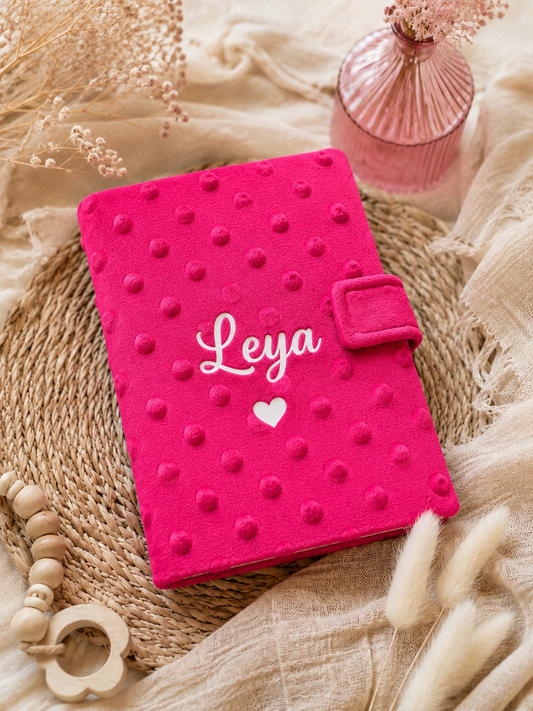 Carnet santé | Fuchsia minky à personnaliser