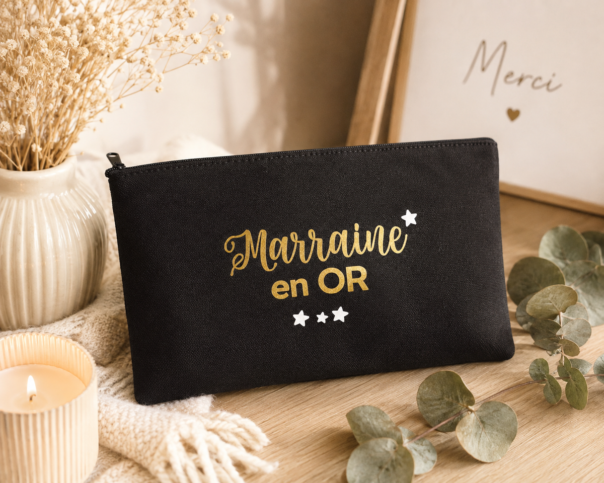 Dispo de suite | Pochette marraine en or