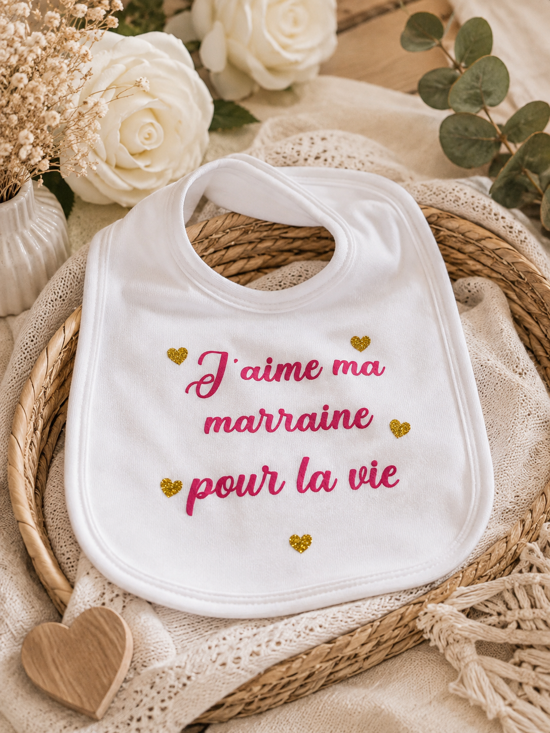 Dispo de suite | Bavoir j’aime marraine