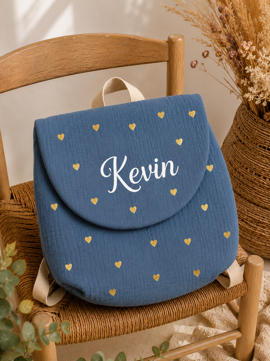 Sac à dos gaze  | Bleu pleins de cœur