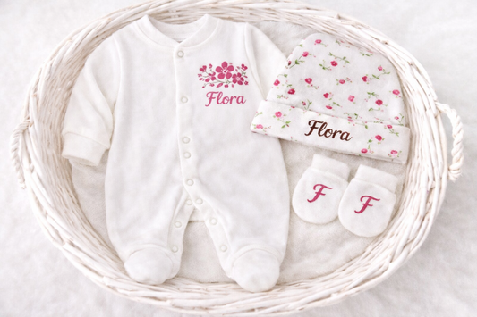 Tenue naissance coton | Fleuri