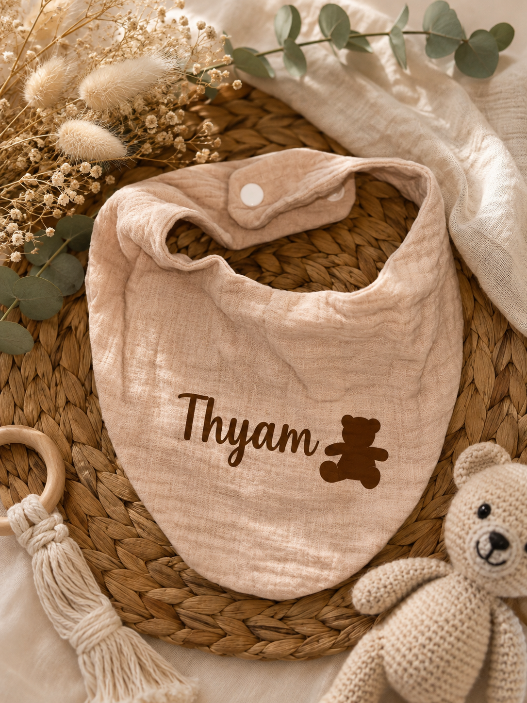 Bavoir simple | Beige à personnaliser