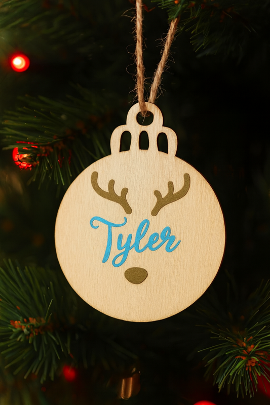 Boule plat en bois | Prénom + Rennes