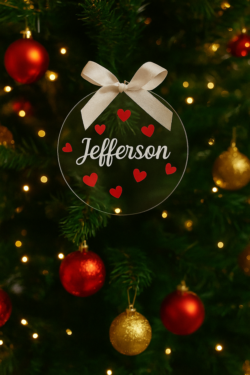 Boule acrylique plate _ Plein de cœurs