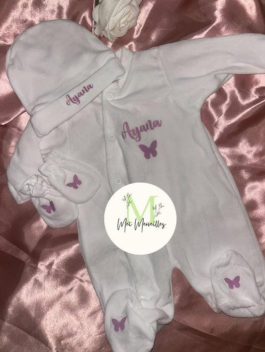 Tenue naissance VELOURS | Papillon