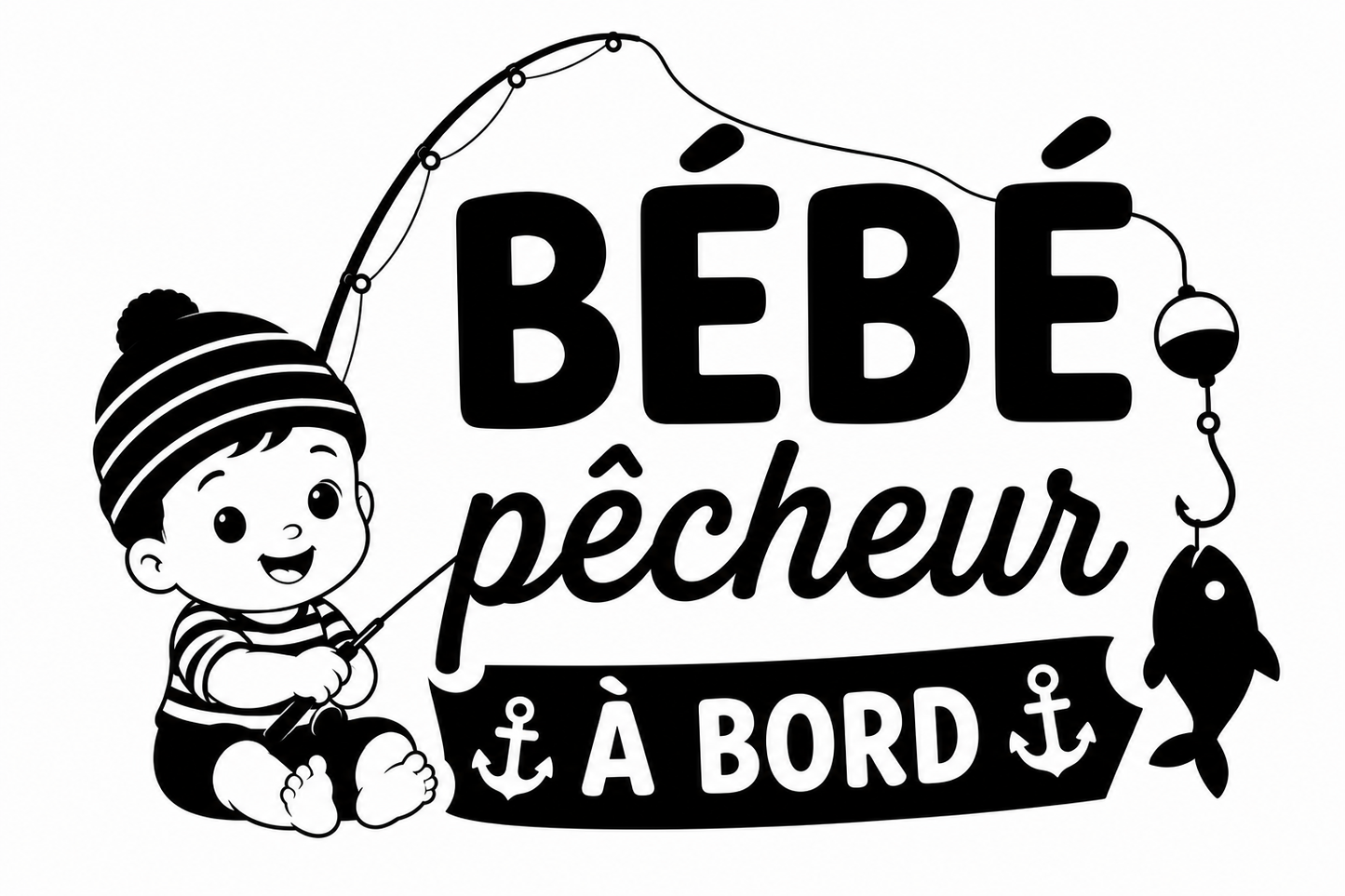 Stickers bebe à bord | Bébé pêcheur 🐟