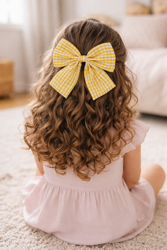 Noeud cheveux _ Jaune Vichy