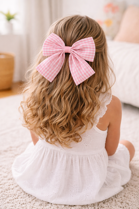 Noeud cheveux _ Rose Vichy