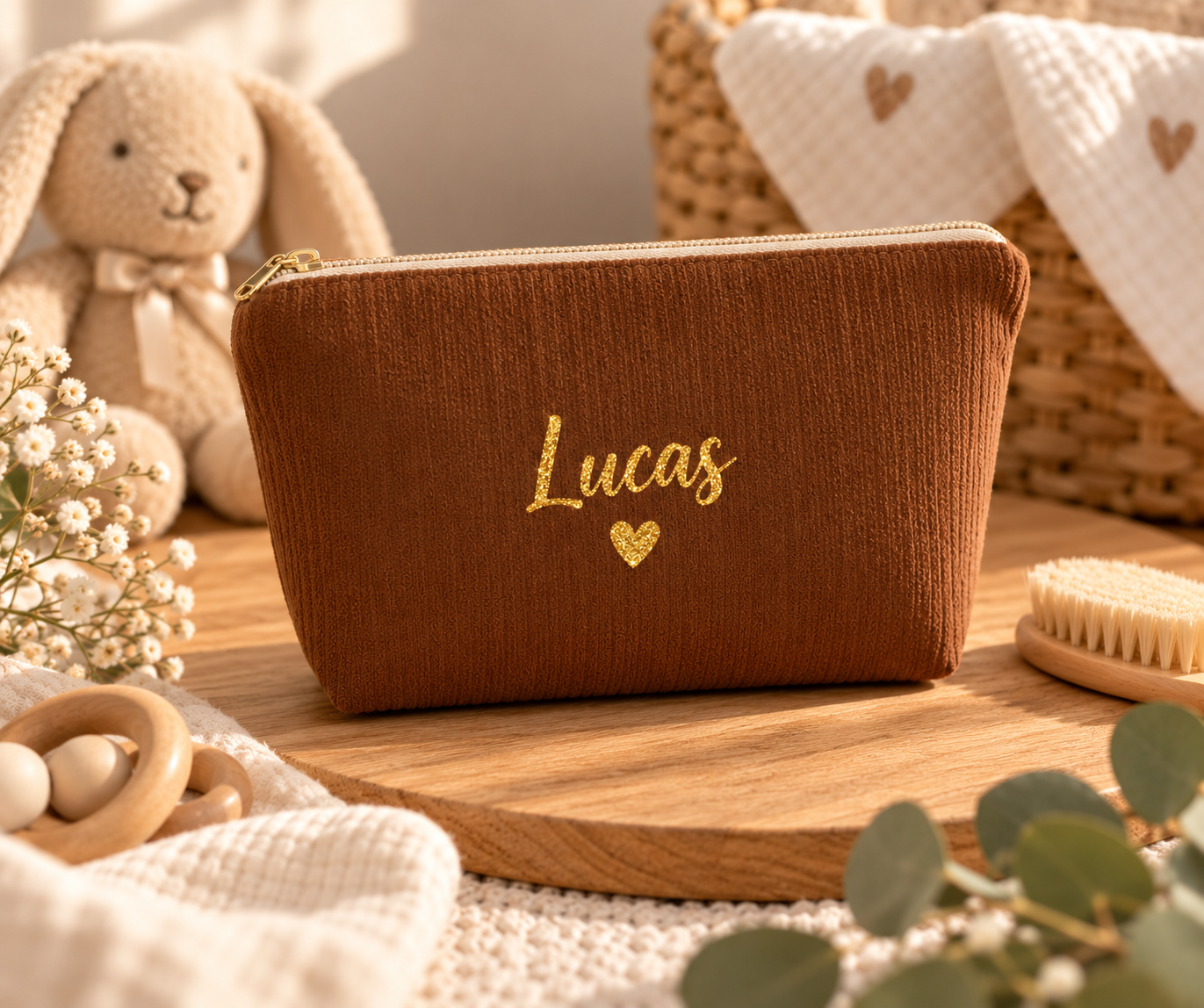 Trousse de toilette | Marron à personnaliser