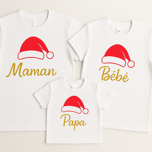 Tee shirt famille |Chapeau Noël