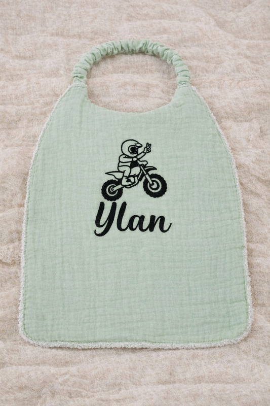 Bavoir vert cantine | gaze de coton