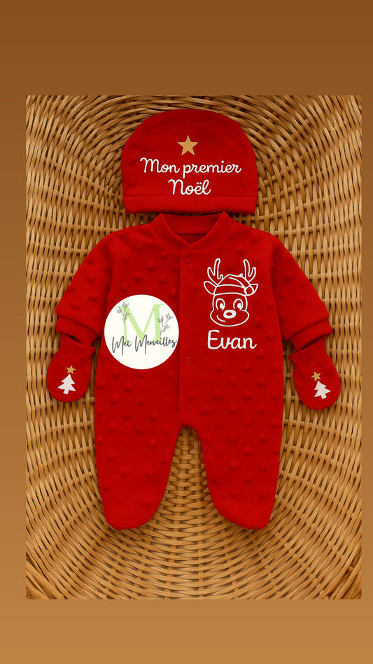 Tenue minky | Taille 0-3 mois| Renne garçon