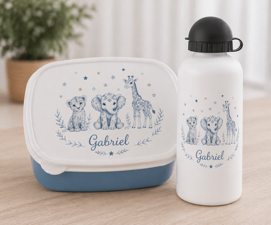 Gourde et/ou Boîte à goûter | Safari bleu